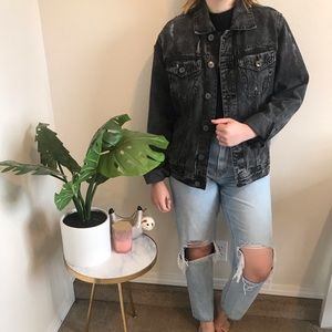 Black distressed denim jacket